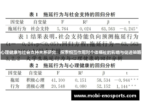 心理健康与社会支持关系研究：探索相互作用对个体福祉的影响与促进策略
