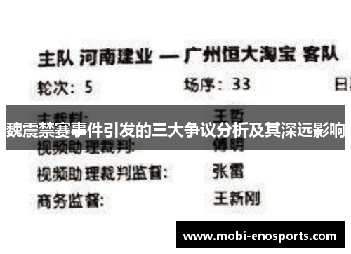 魏震禁赛事件引发的三大争议分析及其深远影响